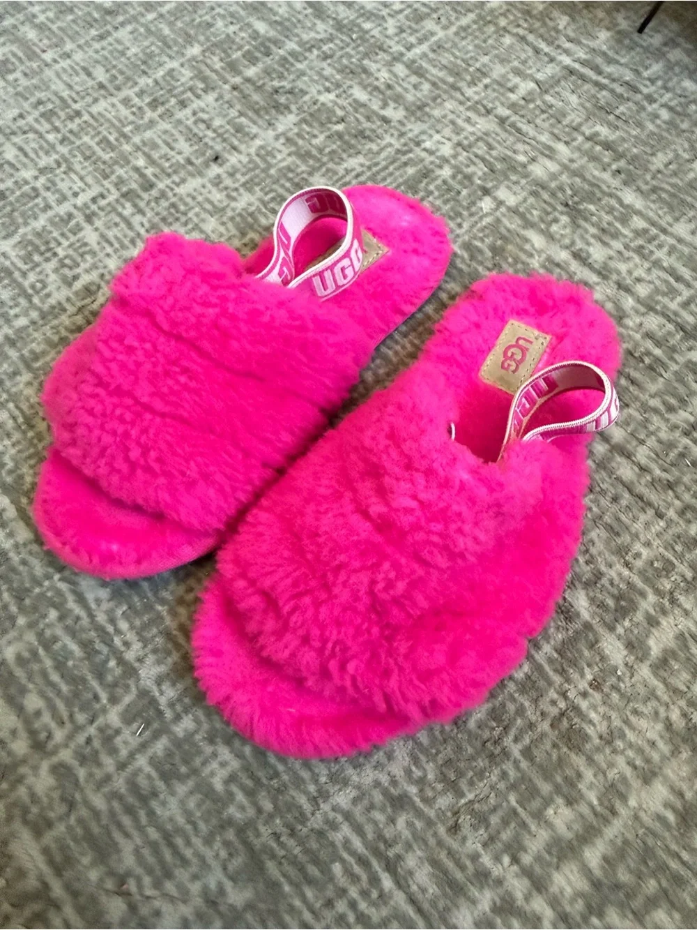 UGG Kids Hot Pink Fuzzy Slippers